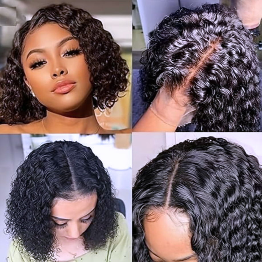 8 Inch Transparent Lace Front Wig | Brazilian Water Wave Human Hair