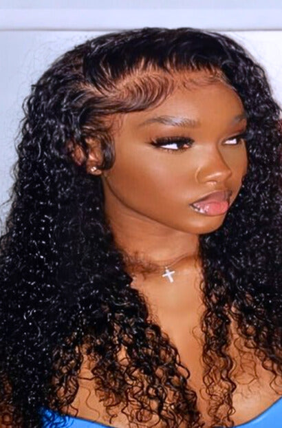18 Inch Transparent Lace Front Wig | Brazilian Water Wave Human Hair