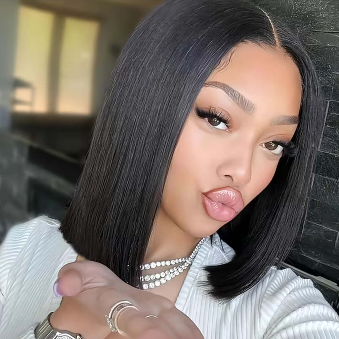 Brazilian Straight Human Hair Weave - 10 Inch Single Drawn - Natural Black