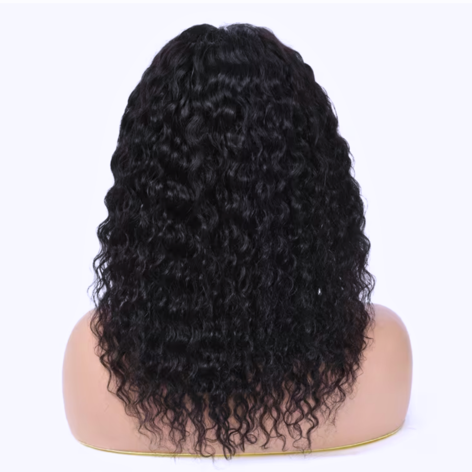 16 Inch Transparent Lace Front Wig | Brazilian Water Wave Human Hair