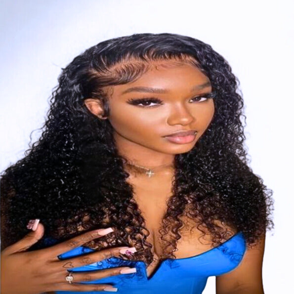 18 Inch Transparent Lace Front Wig | Brazilian Water Wave Human Hair