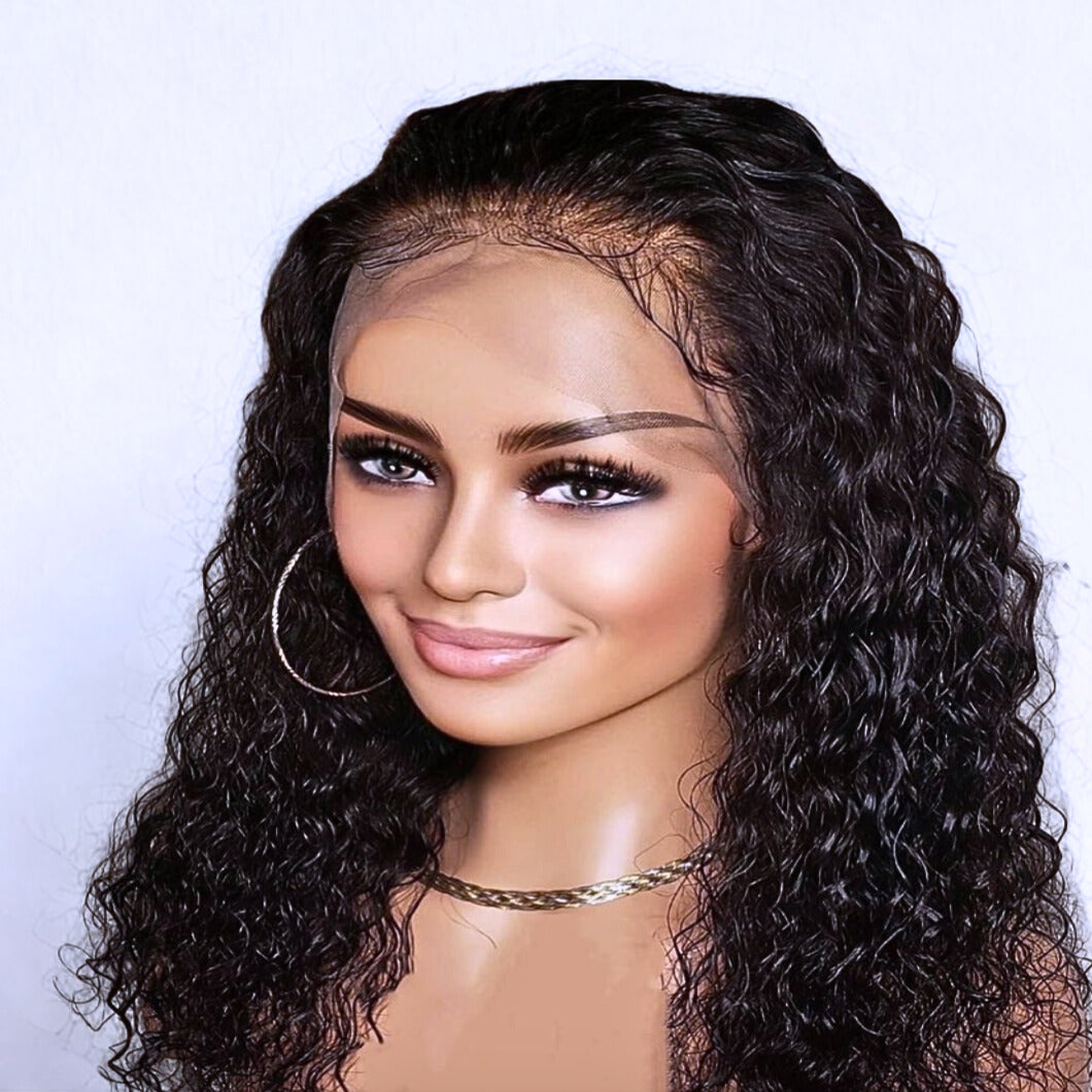 20 Inch Transparent Lace Front Wig | Brazilian Water Wave Human Hair