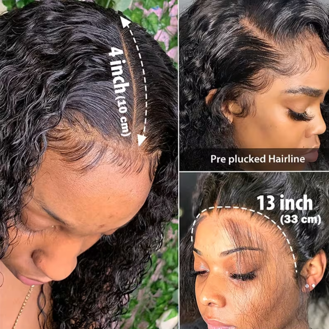 12 Inch Transparent Lace Front Wig | Brazilian Water Wave Human Hair