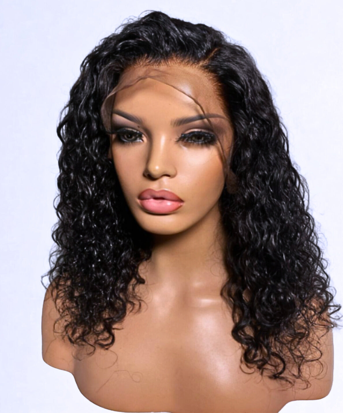 16 Inch Transparent Lace Front Wig | Brazilian Water Wave Human Hair