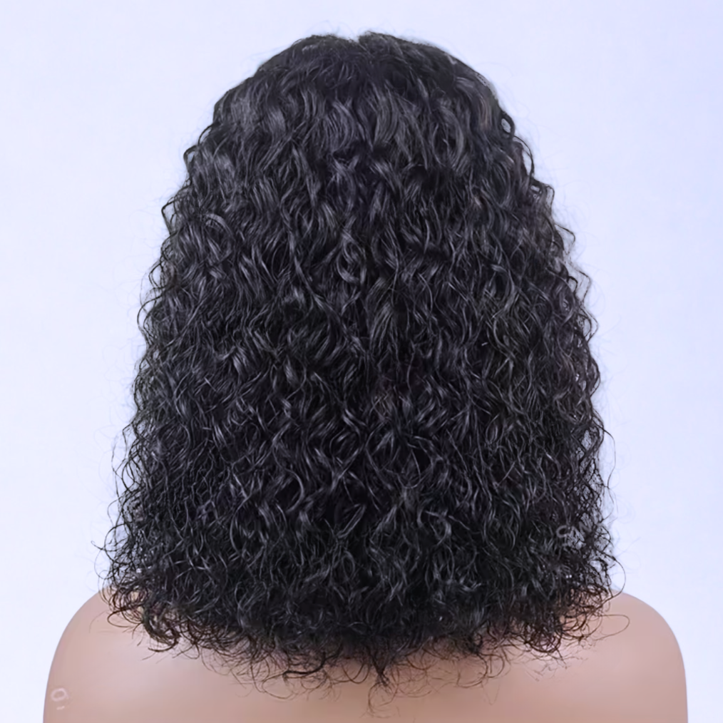 12 Inch Transparent Lace Front Wig | Brazilian Water Wave Human Hair